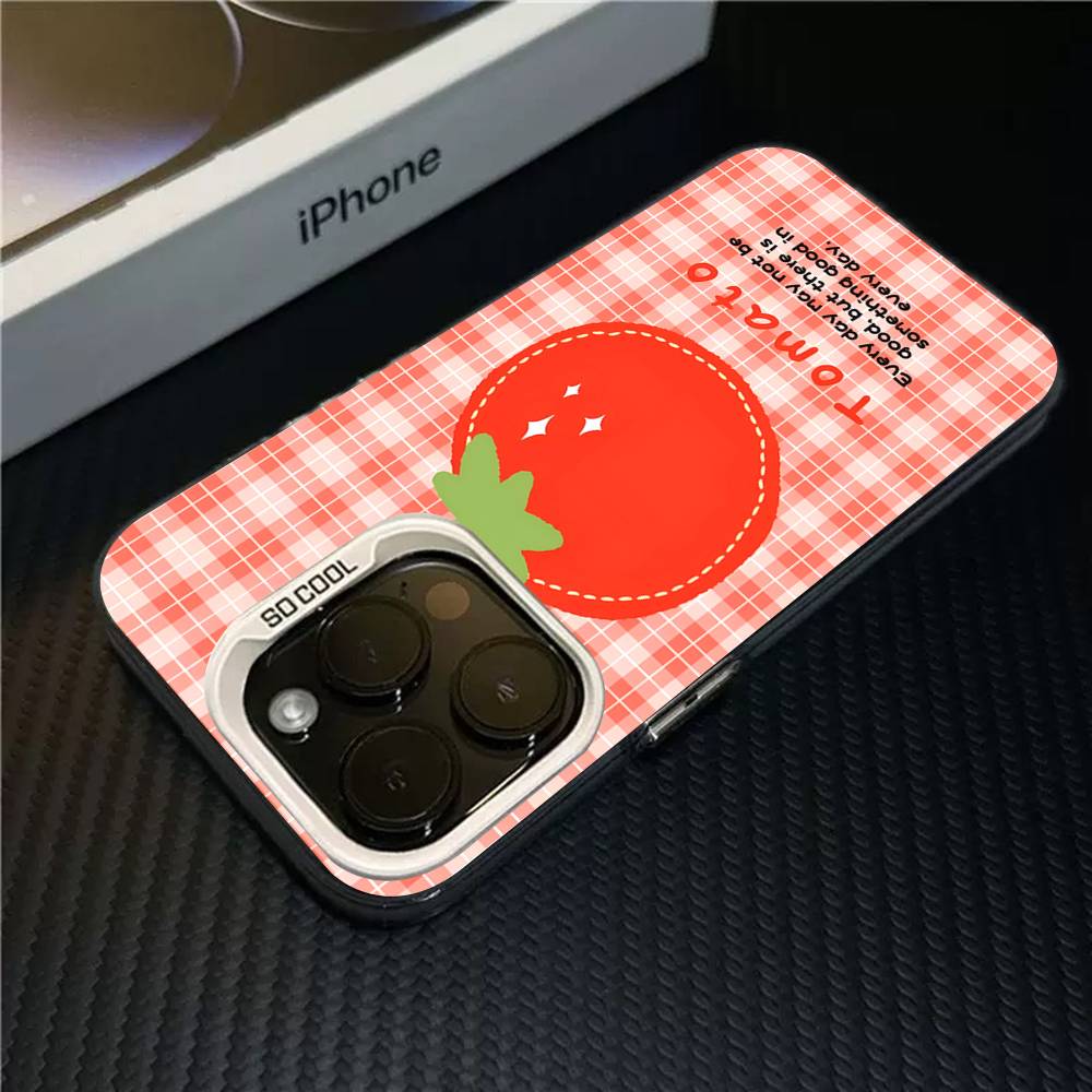 Чехол для телефона 'Выражение помидоров' для IPhone 17 16 15 14 13 12 11 Pro MAX Plus Цветной Матовый Задний Чехол