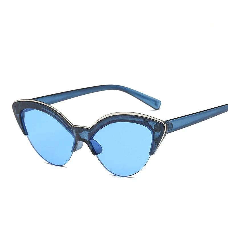Vintage White Cat Eye Sunglasses Women Fashion Small Half Frame Eyewear Travel Sexy Sun Glasses