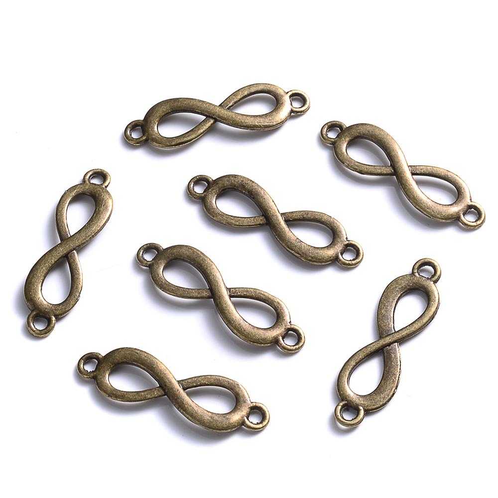 100 шт. антикварные металлические бусины бесконечной формы 8 бусины-разделители для знака навсегда для изготовления ювелирных изделий, аксессуары для браслетов и ожерелья