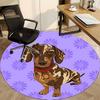 1pc Dachshund Office Round Rug, Non-slip, Soft and Durable Office Rug for Interior Decoration, Perfect for Office, Beautiful Decoration yy260324094