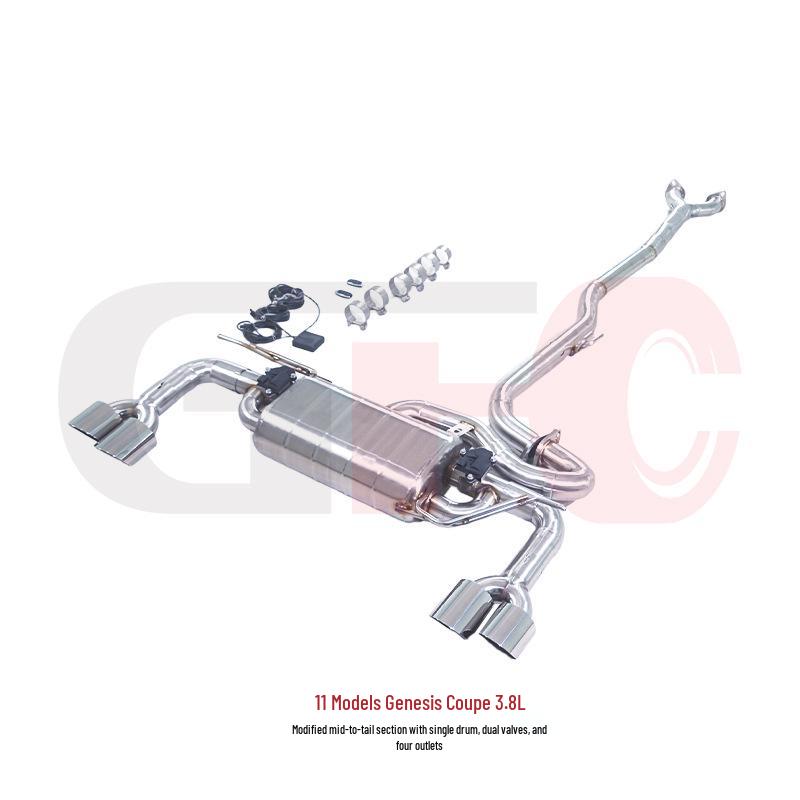 11th Gen Genesis Coupe 3.8L Performance Exhaust: Single Muffler, Dual Valve, Quad Pipe Upgrade