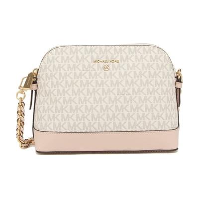 MK Jet Set Charm Сумка через плечо с монограммой, винтажное покрытие из канвы и кожаной отделкой, большая женская, 32T1GT9C3B-VANL/SFTPINK