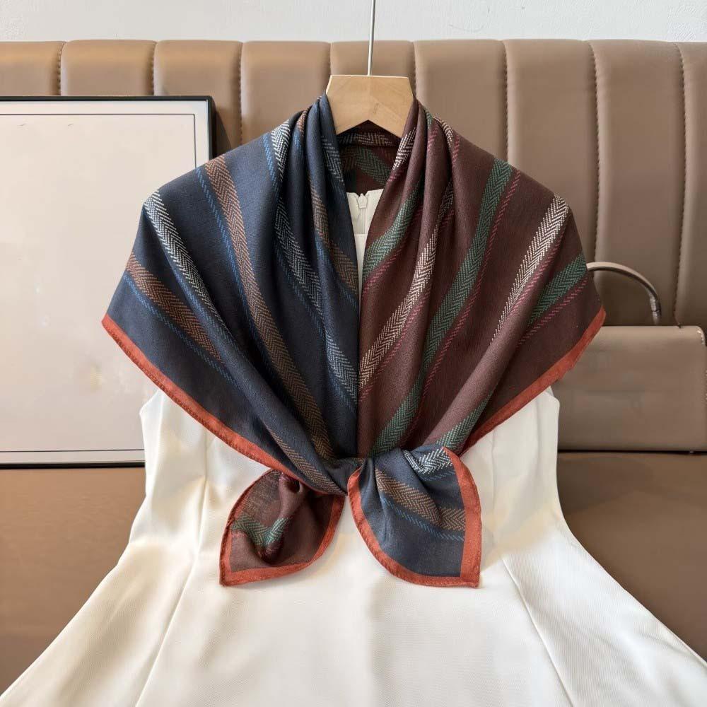Lightweight Double-sided Printed Silk Scarf Breathable Retro Patterned Square Shawl Spring