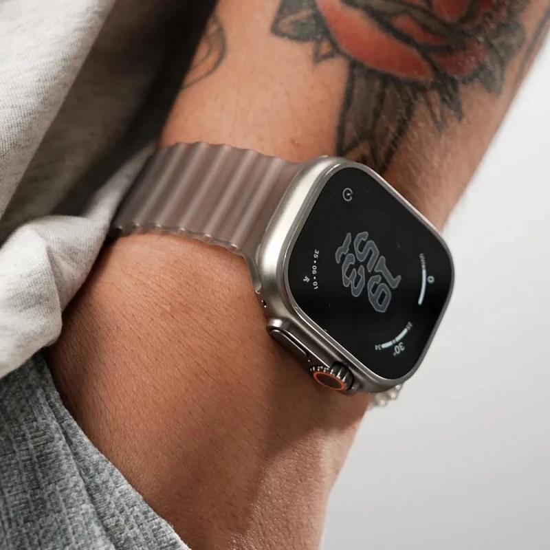 Оригинал 1:1 Полупрозрачный черный Ocean Band для Apple Watch Ultra4 Ремешки 49/44/40/45/41/42/46мм Браслет IWatch 12 11 10 9 SE 8 7