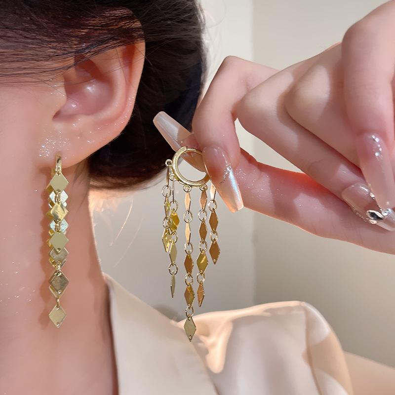 1pair Tassel Earrings Imitation Pearl Flowers Fringe Long Dangle Earrings For Women Elegant Temperament Dainty Luxury Jewelry