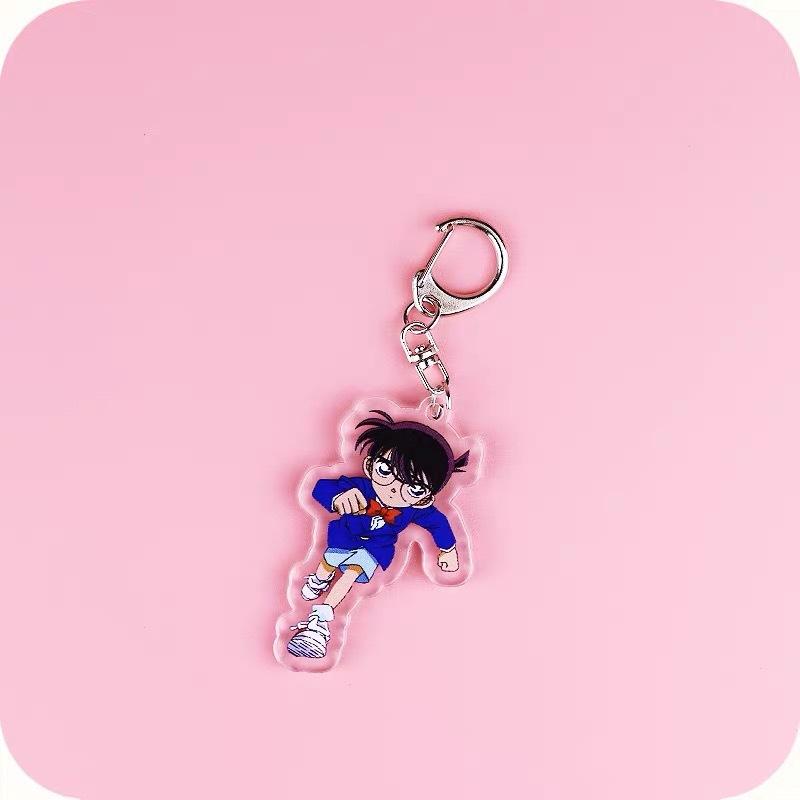 Anime Games Conan Shinichi Cartoon Character Key Rings Acrylic Keychain Metal Decoration Accessory Gift Pendant