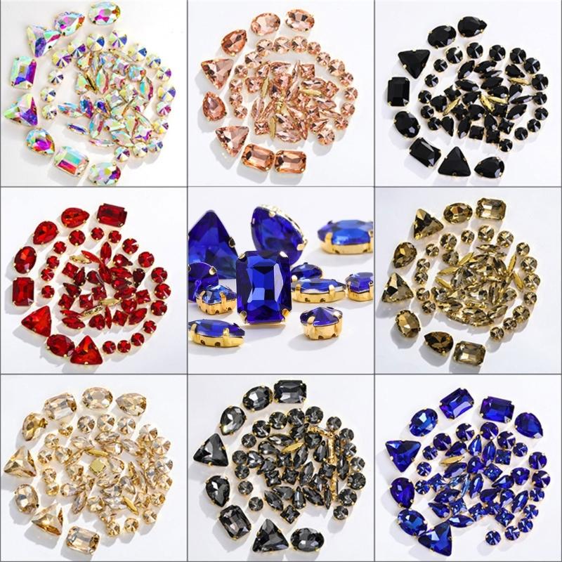 50 шт. Стразы смешанной формы с плоской основой, пришивные драгоценные камни для самостоятельного изготовления обуви, одежды, ювелирных изделий
