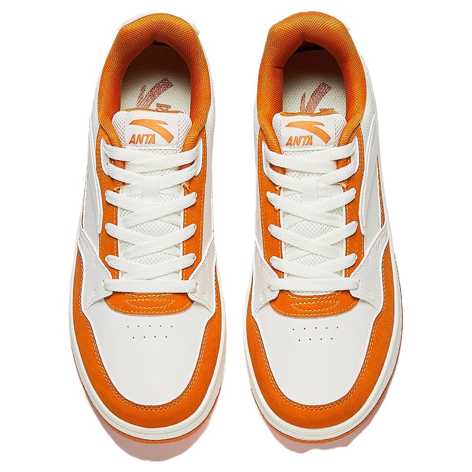 Anta Life Collection Slip Resistant Abrasion Resistant Low top Skateboard Shoes Men's White Orange 112438063S-1