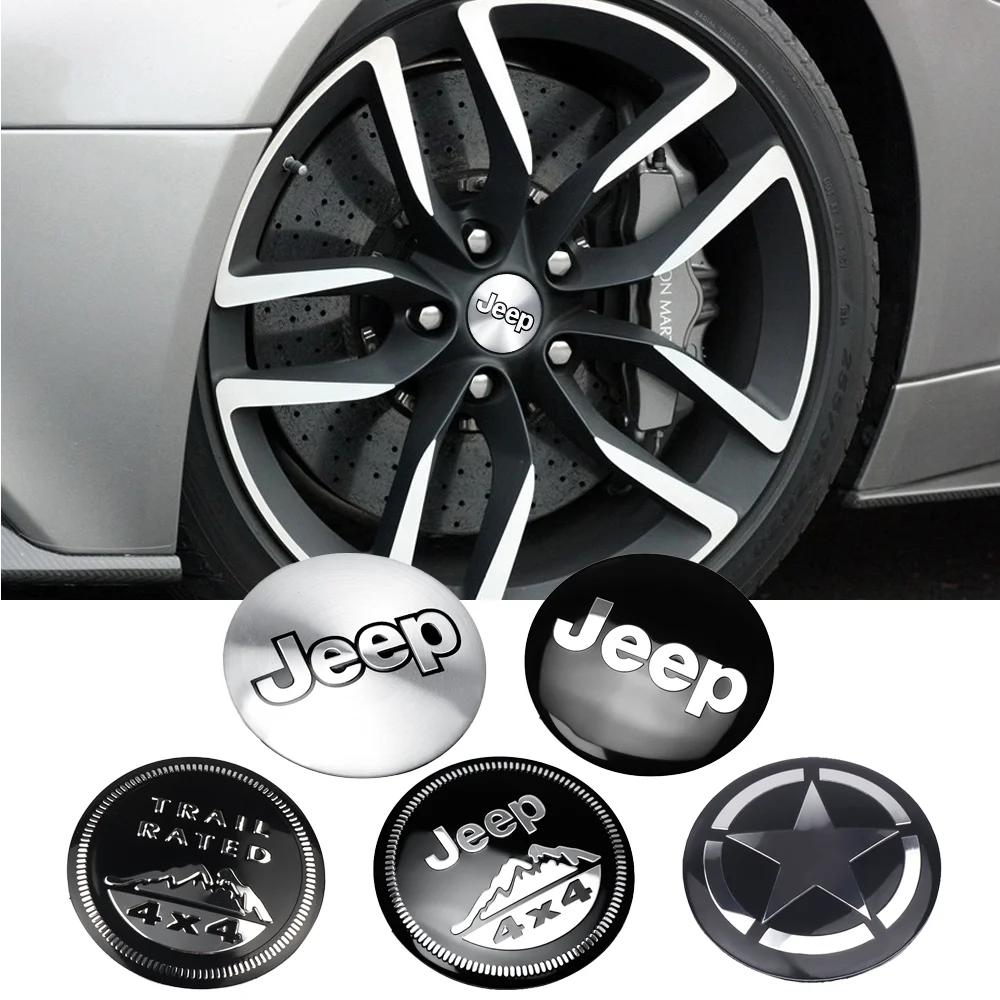 4Pcs 56mm 60mm Car Wheel Center Cap Sticker Hub Cover Decal For Jeep Wrangler Grand Cherokee Compass Renegade Gladiator AMQ1