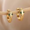 Zircon Snake Hoop Earrings for Women Goth Copper Color Earrings 2024 Trend Piercing Earings Zircon Gifts Pendientes