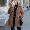 Кардиган с капюшоном из длинного плюша для полных европейских и американских женщин - Коллекция Осень/Зима