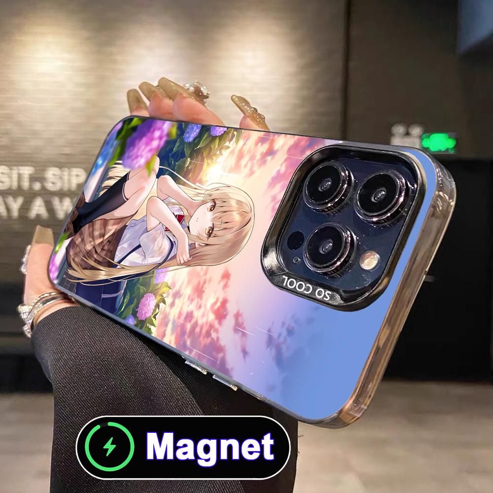 Чехол для телефона Angel Mahiru Shina для iPhone 17 16 15 14 13 12 11 Air Pro Max Plus Цветной Серебристый Чехол MagSafe