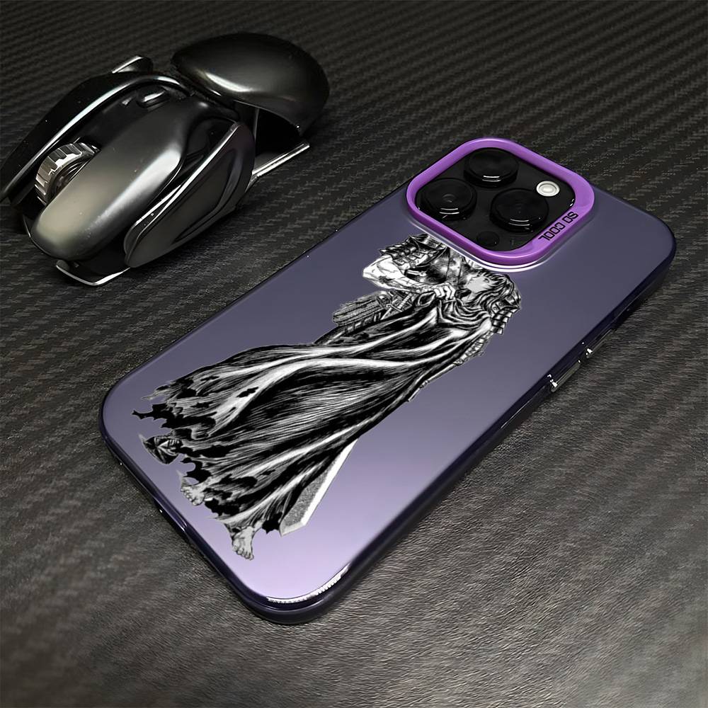 ЯПОНСКОЕ АНИМЕ B-Берсерк G-Гатс Чехол для телефона для iPhone17,16,15,14,13,12,11 Plus,Pro Max Фиолетовый Матовый Ударопрочный Чехол