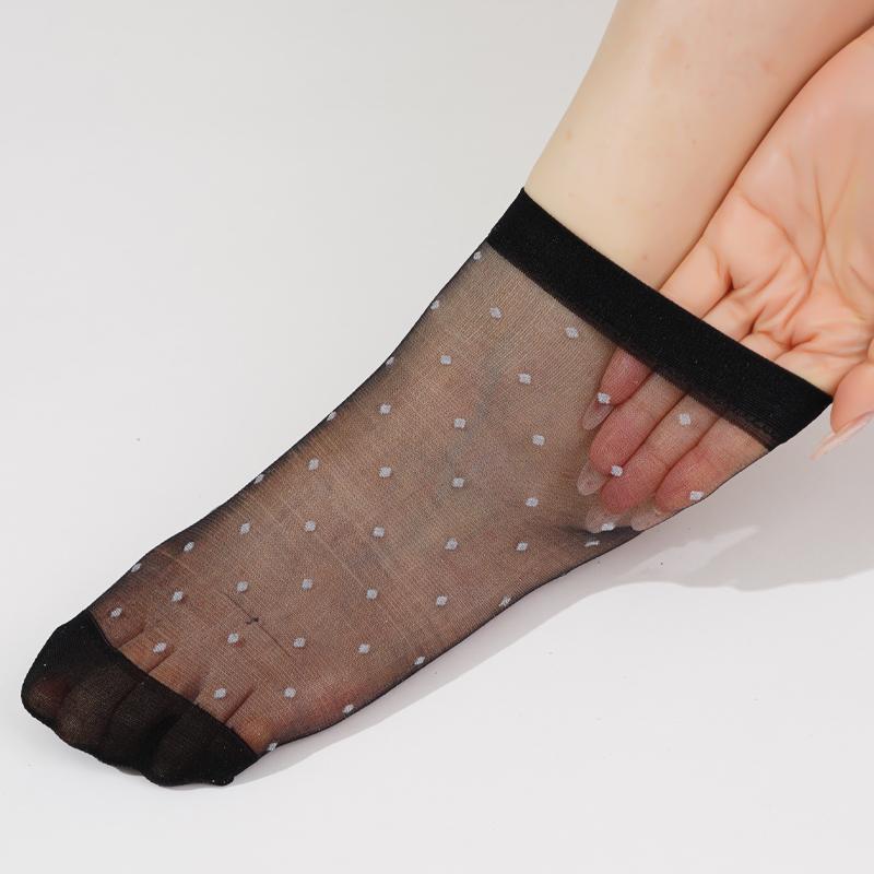 20 пар ультратонких женских носков средней длины, летние дышащие носки, женские прозрачные шелковые носки в горошек