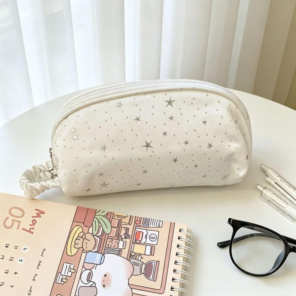 Star Polka Dot Pencil Case Shell-Shape Pencil Pouch Simple Stationery Bag  Gift