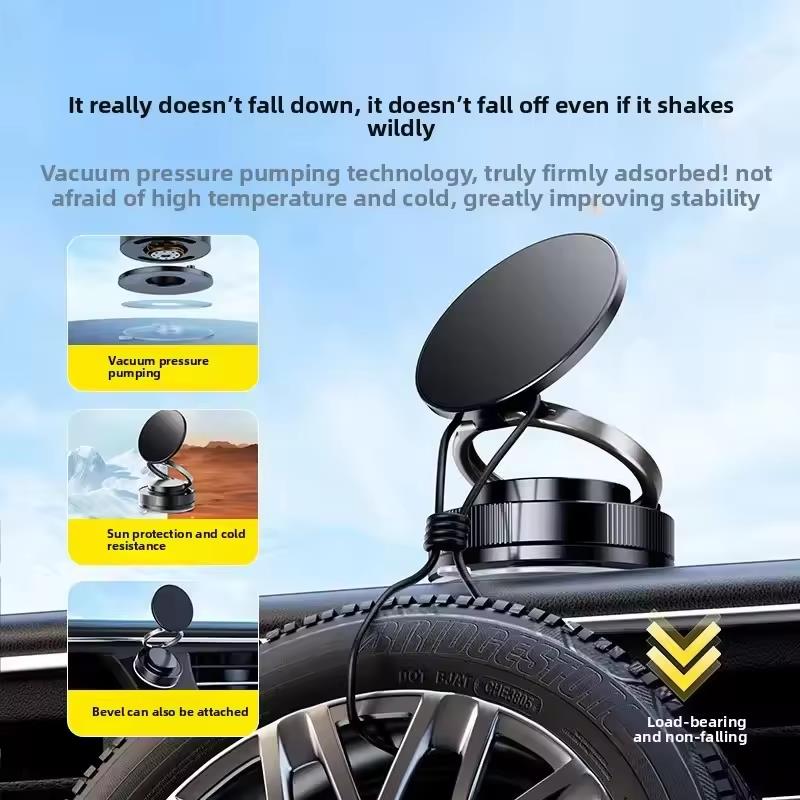 Foldable Super Strong Magnetic Vacuum Suction Phone Holder Stand Universal for iPhone 16/15/14/13/12 Car Bracket For All Phone