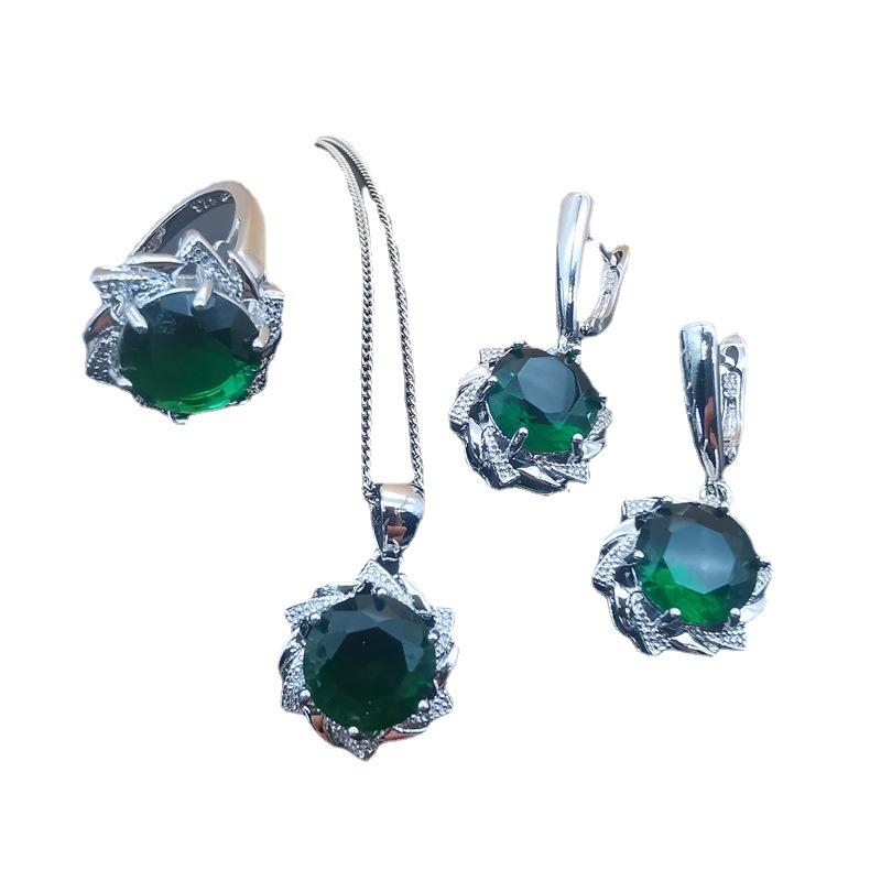 Комплекты украшений из натурального циркона, серебро 925 пробы, женские свадебные украшения, серьги, браслеты, кольца, комплект с подвеской и ожерельем