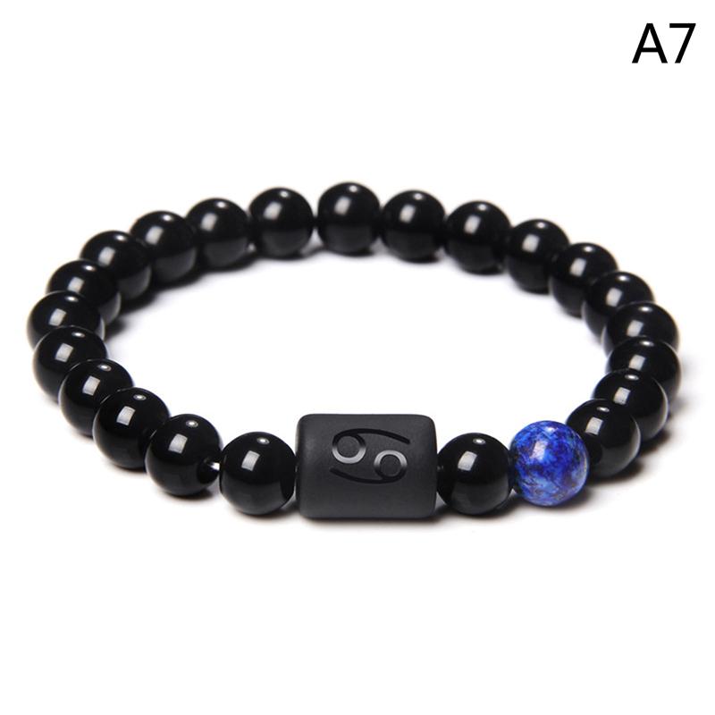 12 созвездий Знаки зодиака Браслет для пары Бусины Натуральный черный оникс Камень