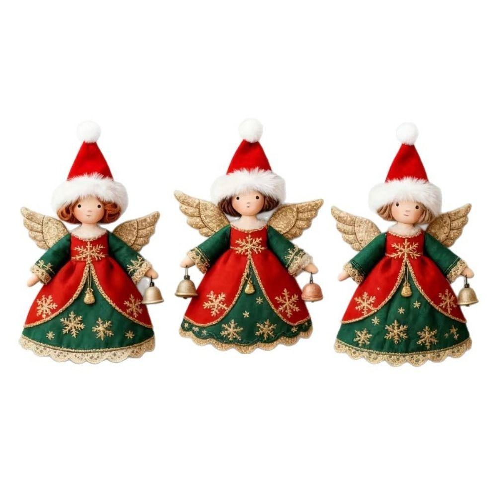 12PCS Wood Christmas Angel Ornaments Hand Painted Angel Tree Decorations Christmas Tree Decor