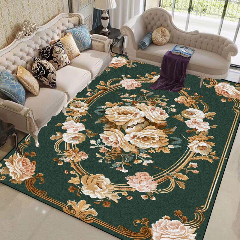 European Flower Carpets for Living Room Plant Pattern Decoration Carpet Home Sofa Area Foot Mat Bedroom Non-slip Soft Large Rugs