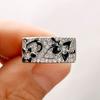 Уникальный дизайн, кольцо на палец с черным цветочным узором для женщин, роскошное блестящее кольцо с цирконием для свадебной церемонии, вечеринки, модные украшения
