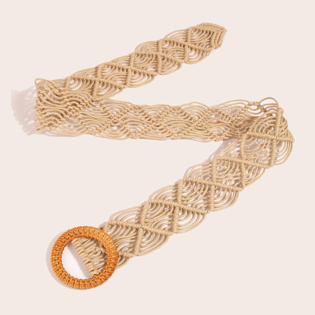 Vintage Woven Waist Belt For Women With Handmade Rope Craft For Summer And Winter Outfits