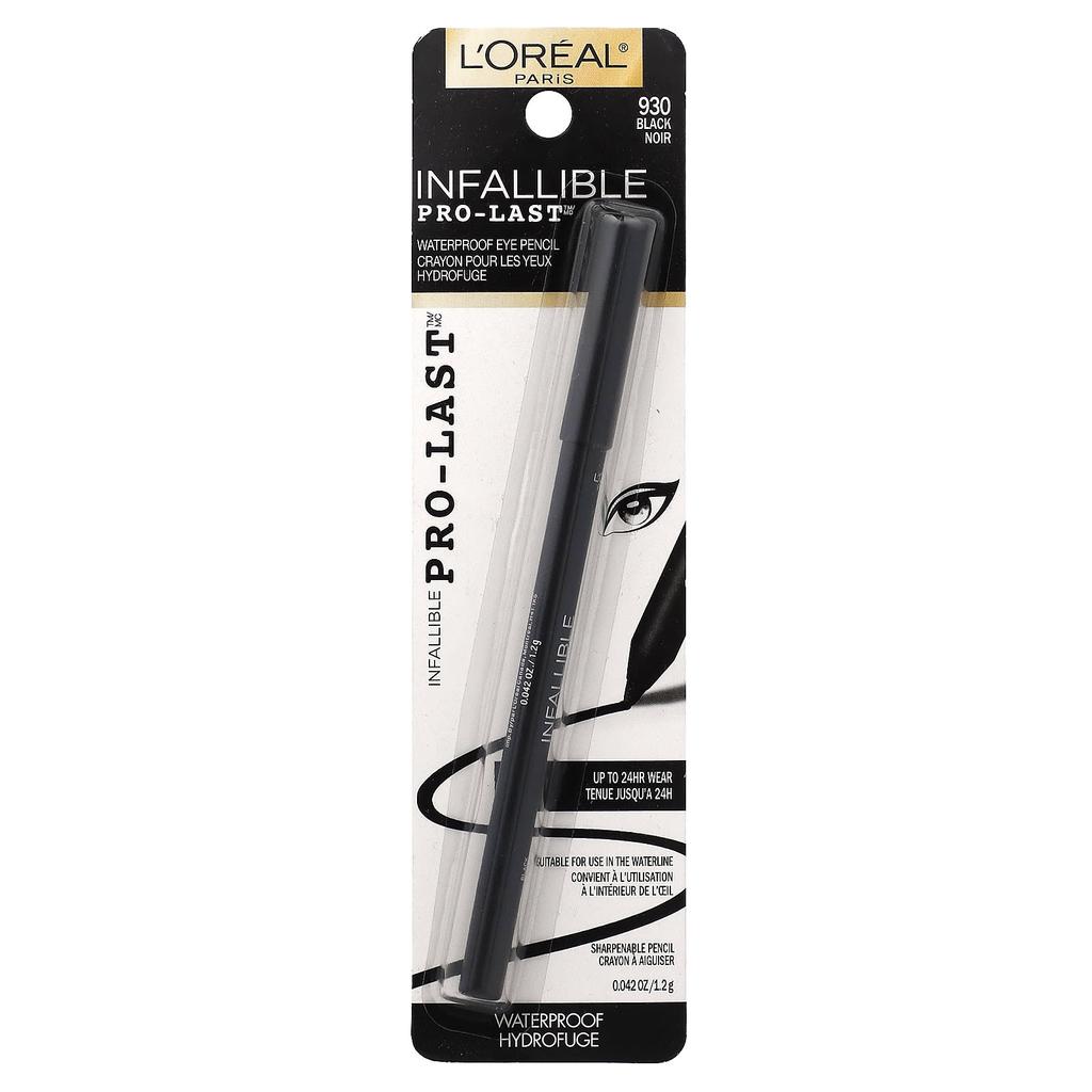 L'Oréal, Infallable Pro-Last™, Waterproof Eye Pencil, 930 Black, 1.2G(0.042Fl Oz)