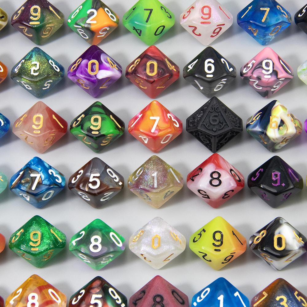 100 шт. случайных многогранных пластиковых кубиков D4-D20 разных цветов, стиль DND, игральные кубики для настольных игр своими руками, аксессуары для настольных игр