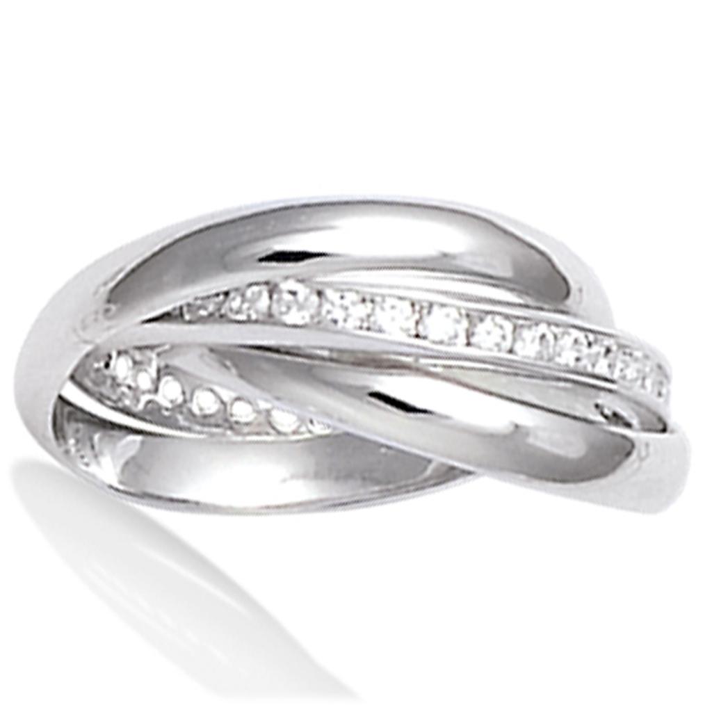 Серебряное обручальное кольцо "Трио" белое серебро (родий) - 3 кольца - 3 мм