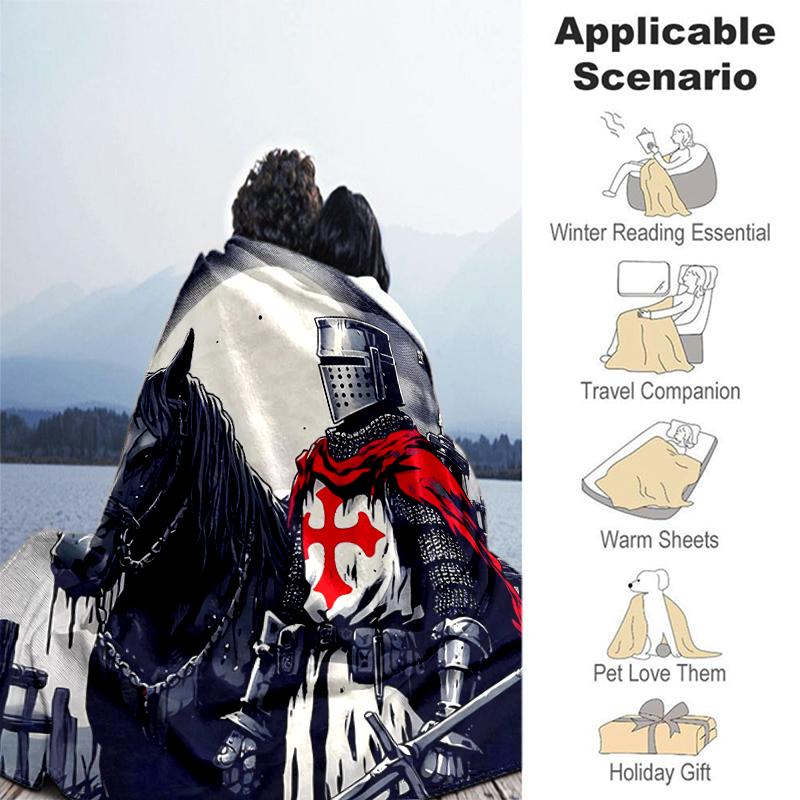1pc Blanket Knights Templar1 Print Design, Lightweight Blanket for Sofa, Bed- Soft &Warm, Gift for All Seasons like Christmas, Halloween