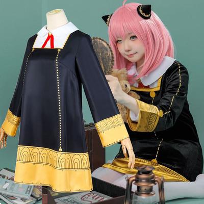 Детский/взрослый аниме SPY FAMILY Anya Forger, карнавальный костюм для взрослых, платье с длинными рукавами для девочек, униформа, костюм, студенческая одежда для колледжа, черные платья