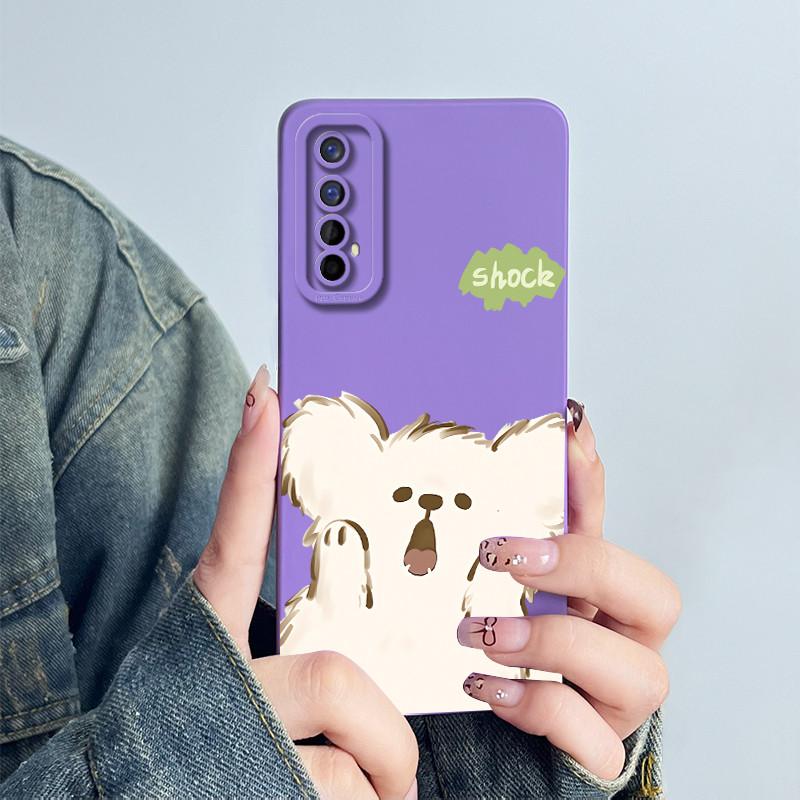 For Realme 7 RMX2151 RMX2155 Phone Case Realme7 4G Back Cover Soft Silicone Sweet Lovely Cartoon Panda Flower Printed Coque Capa