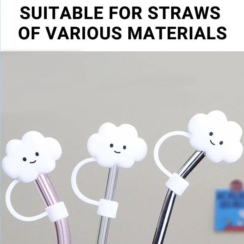 Straw Covers Cute Cloud Shape Suction Tube Cover Silicone Straw Tips Covers Reusable Straw Protectors Party Drinks Tube Dust Cap