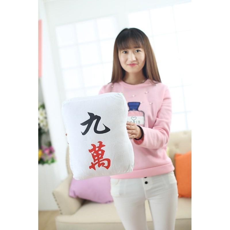 Mahjong Themed Plush Pillow Toy With Pp Cotton Filling For Home Decor Gift Special Characters Included