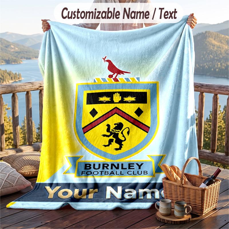 Фланелевое одеяло Burnley с футбольным принтом, с индивидуальным текстом имени, мягкий плед для дивана, кровати