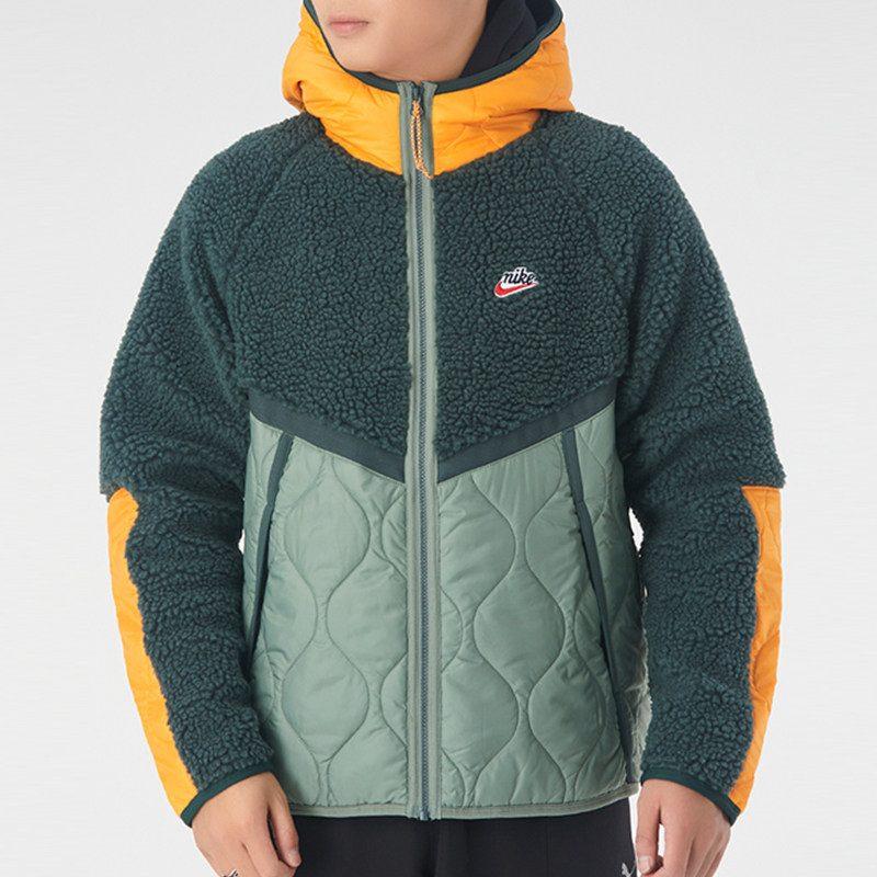 Nike Спортивная куртка с капюшоном 'Patchwork Lamb Fleece' 'Светло-зеленый/Желтый' CU4447-384