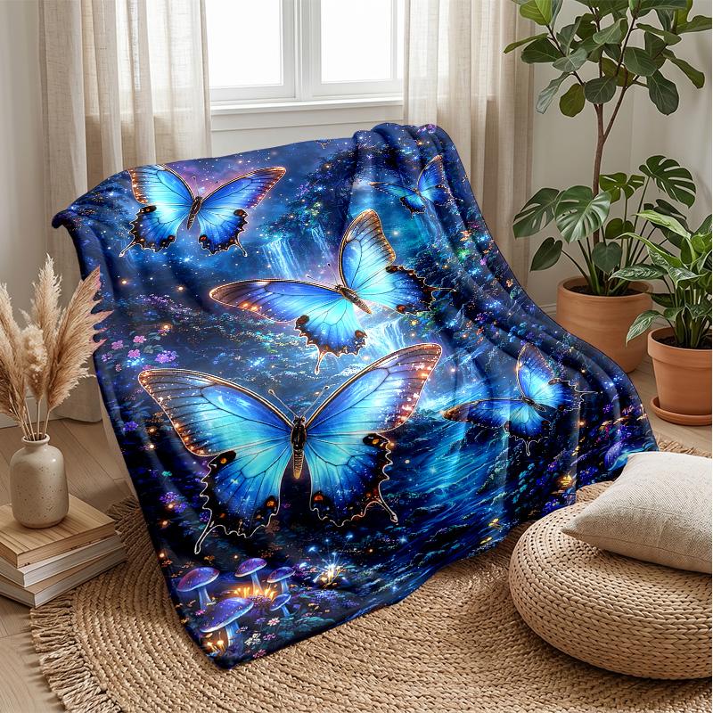 Fantastic Butterfly Woods Theme blanket Lightweight Warm Flannel Blanket Decorative Throw Blanket for Home Decoration