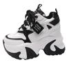 Women High Platform Casual Leather Shoes 2025 New Autumn Lace-up Chunky Sneakers 10CM Wedges Hidden Heels Leisure Shoes Woman