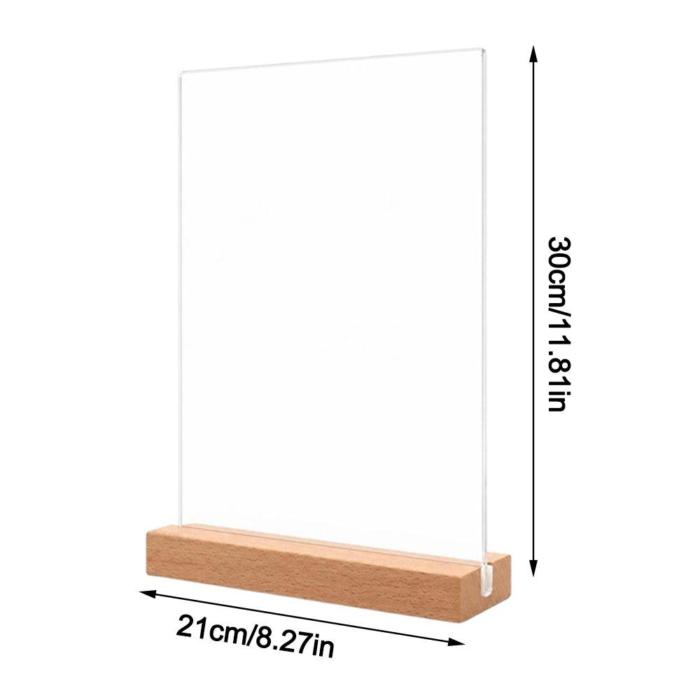 Table Top Acrylic Sign Holder Wood Base Table Top Display Stand Restaurant Menu Display