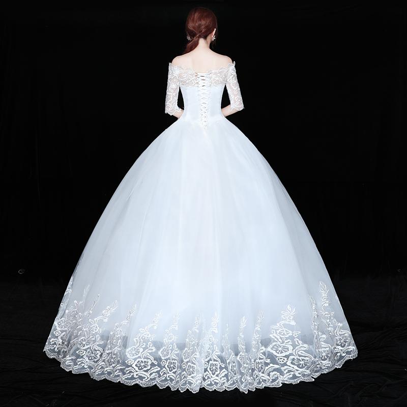 Большой размер большого размера кружевное свадебное платье плечо свадебное платье рукав