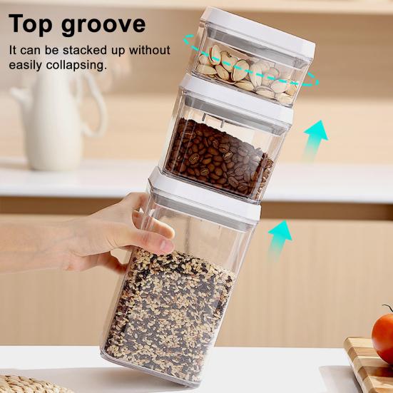 Герметичный контейнер для продуктов с крышкой, открывающейся нажатием, штабелируемый органайзер для кухонной кладовой, открывание одной кнопкой, контейнер для муки, сахара, для хлопьев, риса, муки, макарон, снеков