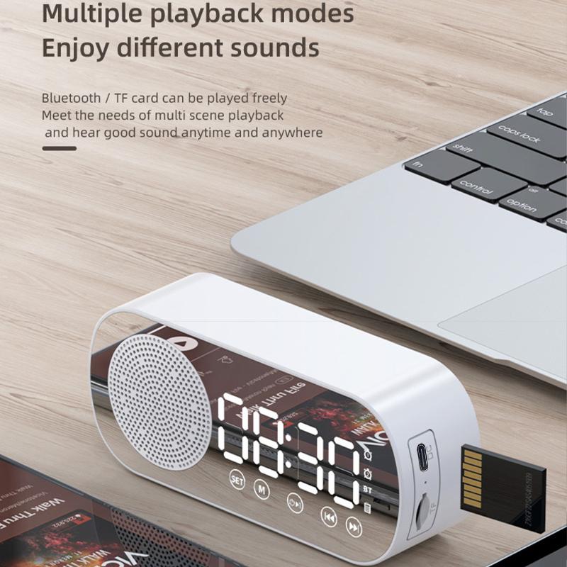 Беспроводной Bluetooth-динамик, многофункциональные громкие часы с сабвуфером, мини-динамик с будильником и интеллектуальным ИИ