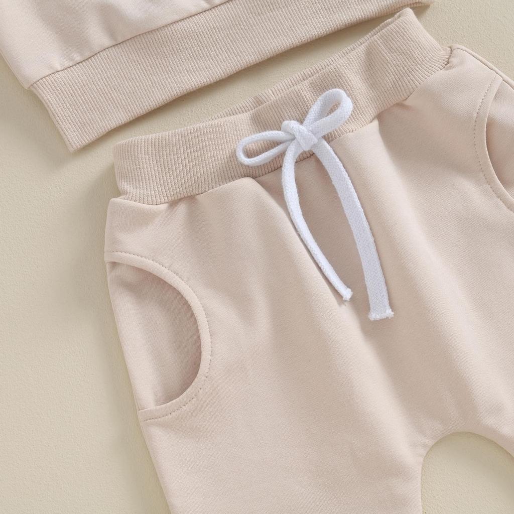 Осенняя одежда для маленьких девочек из 2 предметов, однотонный свитшот с длинными рукавами и штанами для детей 6, 12, 18 и 24 месяцев, комплект одежды для младенцев