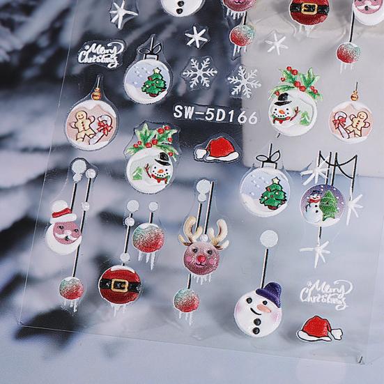 1 Sheet Christmas Nail Art Sticker Waterproof 3D Embossment Santa Claus Snowman Elk