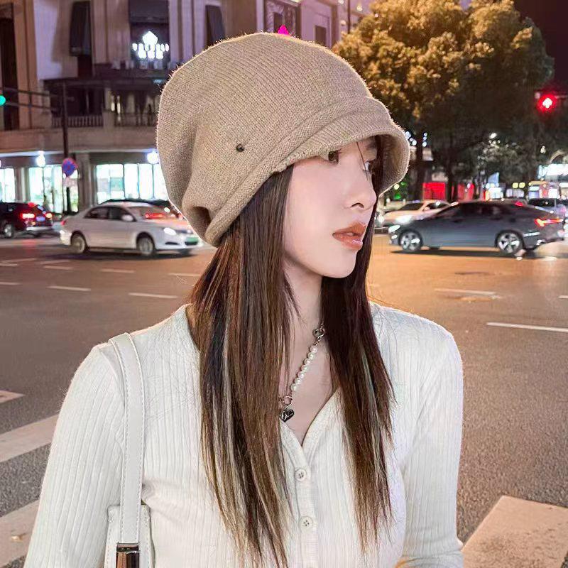 Wool Hat Breathable Autumn And Winter Couple Men Women Lazy Knitted Pile Hat