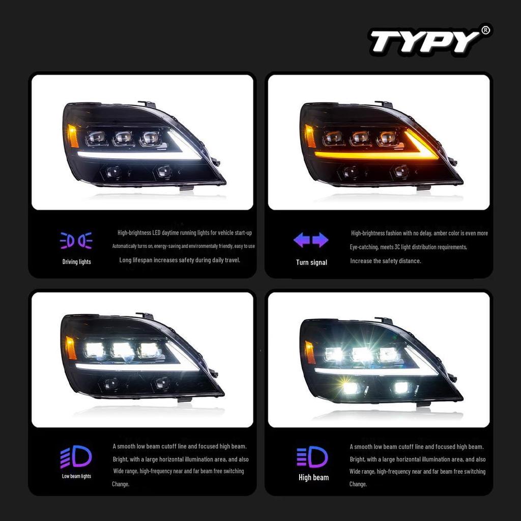 Светодиодные Прожекторные Фары для Lexus RX 98-03 с Дневными Ходовыми Огнями и Последовательными Поворотниками