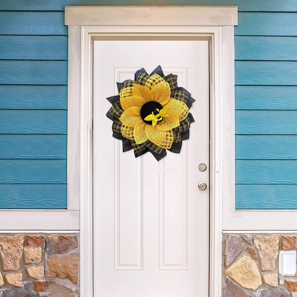 Simulation Leaf Bee SunflowerWreath Artificial Garland Hanging Pendants Wedding