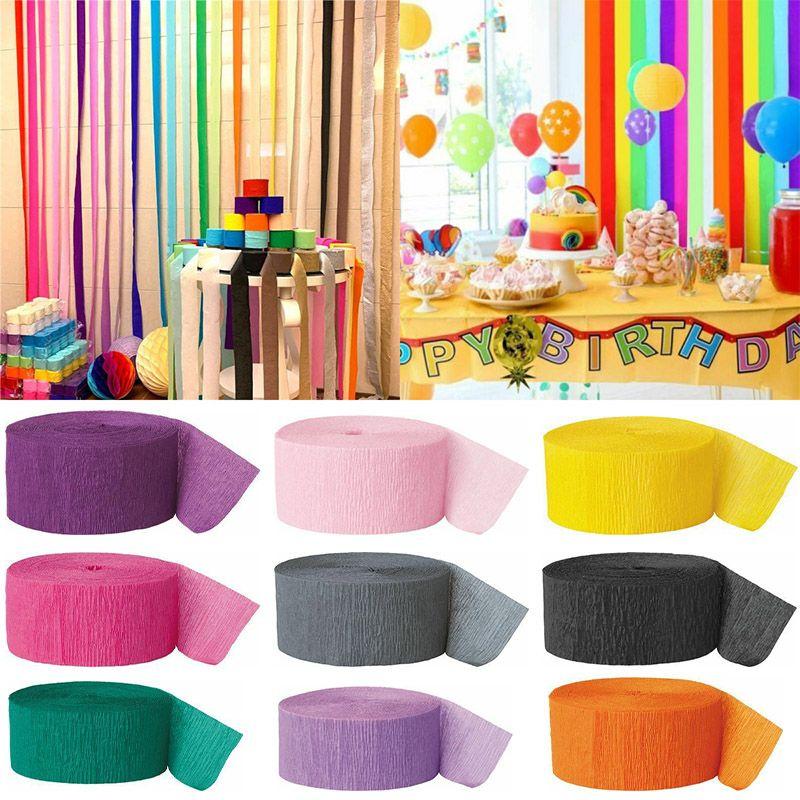 Vibrant 82ft Crepe Paper Party Streamers Roll For Birthday Wedding Hanging Decor Craft