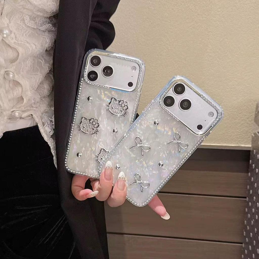 Яркий чехол для телефона KT Cat с стразами для Huawei P80 Pro/Mate 70, Милый с дизайном в виде банта и железного шарика
