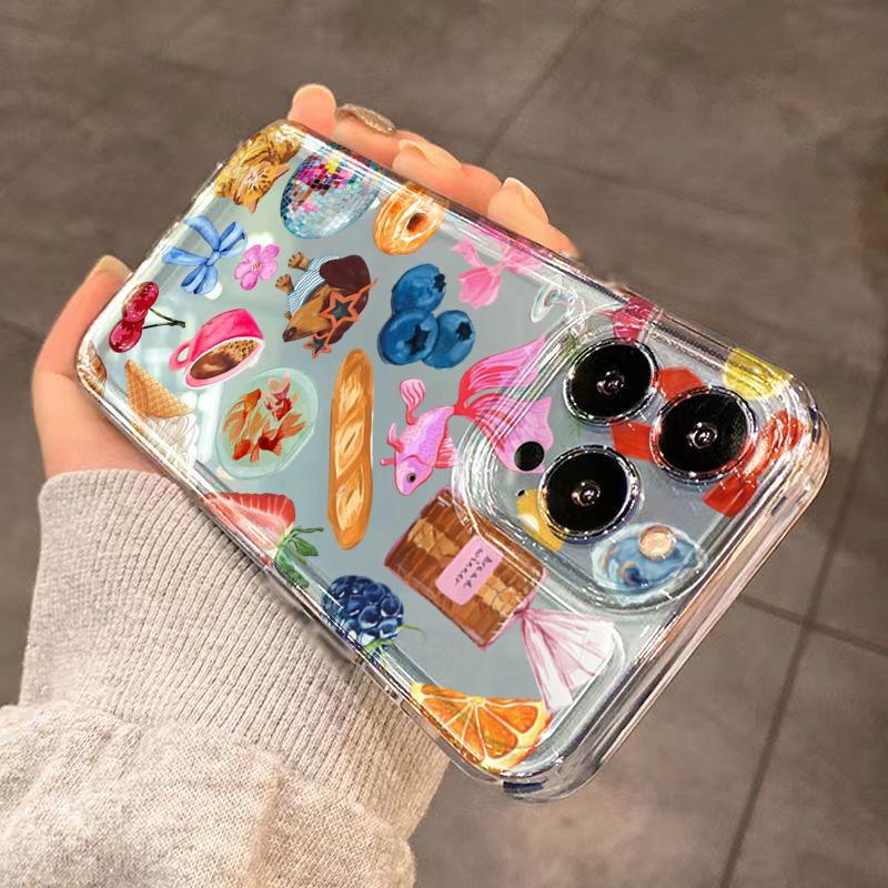 Creative Goldfish Puppy Pattern Clear Case For Samsung Galaxy S25 S24 S23 S26 UItra S22 Plus S21FE A56 A54 A33 A34 A15 A26 Cover